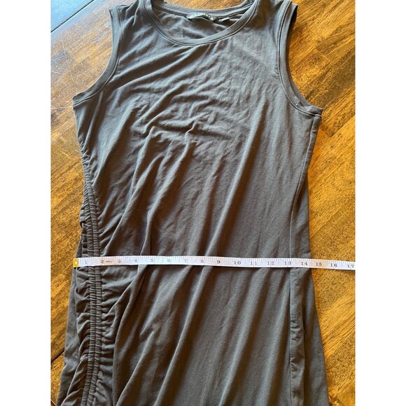 Athleta Side Rushed Grey Sleeveless Midi Length Dress Size Medium Tall - Picture 8 of 9